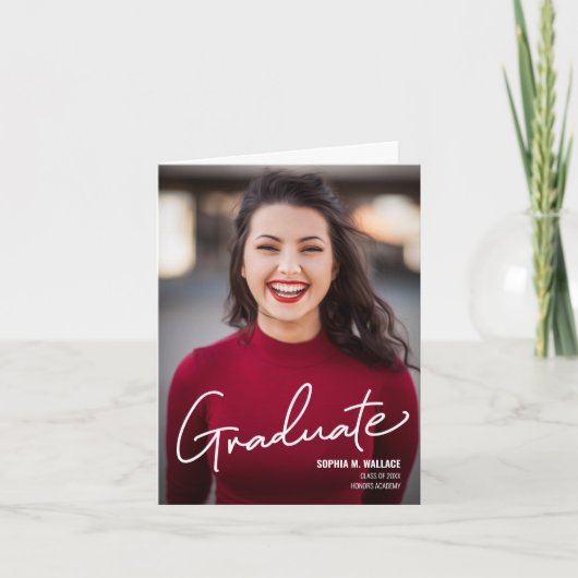 Faire-part Script Graduel Photo moderne personnalisée (Devant)