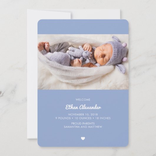 Faire-part Script Lettering Baby Birth Annonces (Dos)