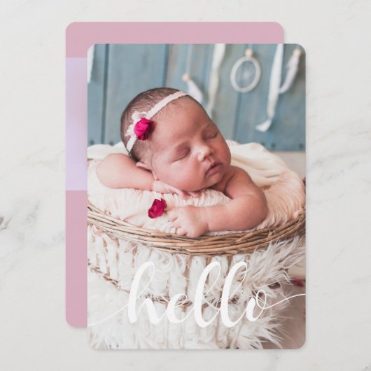 Faire-part Script Lettering Baby Birth Annonces (Devant / Derrière)