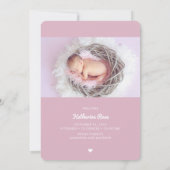 Faire-part Script Lettering Baby Birth Annonces (Dos)