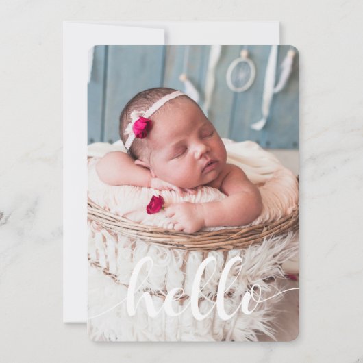 Faire-part Script Lettering Baby Birth Annonces (Devant)
