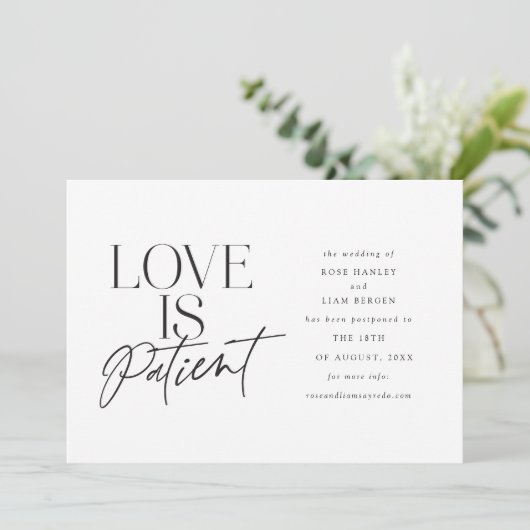 Faire-part Script Love Mariage reporté Modifier la date (Debout devant)