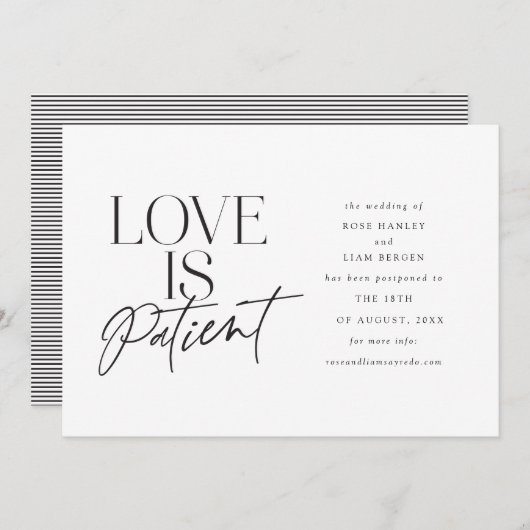 Faire-part Script Love Mariage reporté Modifier la date (Devant / Derrière)