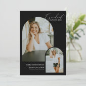 Faire-part Script lunatique Calligraphie Arc Photo Graduation (Debout devant)