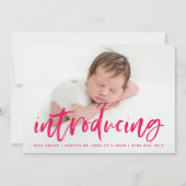 Faire-part Script Magenta Moderne Présentation de la photo Na (Devant)