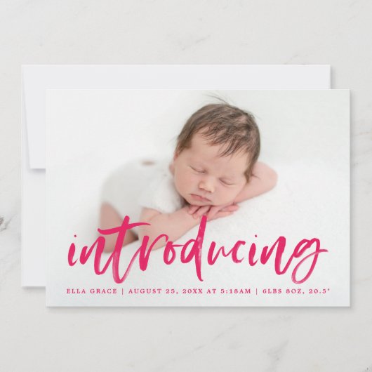 Faire-part Script Magenta Moderne Présentation de la photo Na (Devant)