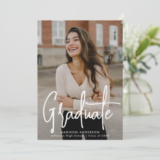 Faire-part Script manuscrit 2 - Diplôme photo (Debout devant)