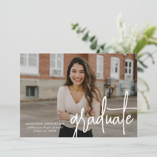 Faire-part Script manuscrit 2 - Diplôme photo (Debout devant)