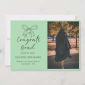 Faire-part Script manuscrit Celadon Graduation (Devant)