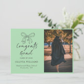 Faire-part Script manuscrit Celadon Graduation (Debout devant)