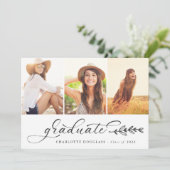 Faire-part Script manuscrit Graduate 3 photo Collage (Debout devant)