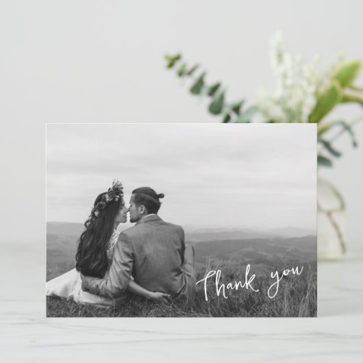 Faire-part Script manuscrit moderne 2 Merci photo (Debout devant)