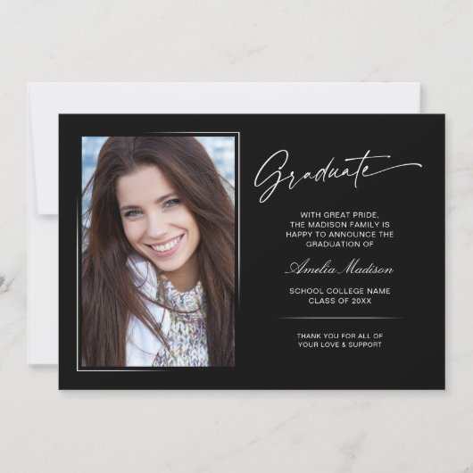 Faire-part Script manuscrit moderne Graduate 2 photo (Devant)