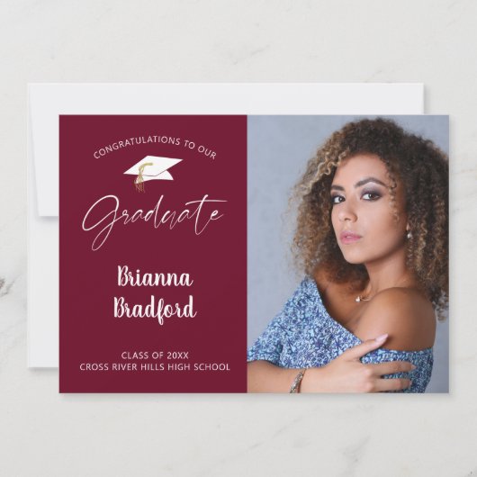 Faire-part Script manuscrit moderne Maroon Burgundy (Devant)