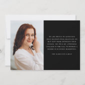 Faire-part Script manuscrit moderne noir 3 photo Graduation (Dos)