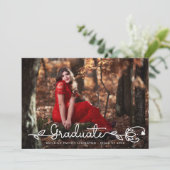 Faire-part Script manuscrit moderne Red Photo Graduation (Debout devant)