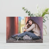 Faire-part Script manuscrit simple Moderne de la photo Gradua (Debout devant)