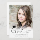 Faire-part Script manuscrit simple moderne Diplômé 2 photo (Devant / Derrière)