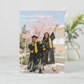 Faire-part Script minimaliste moderne Double graduation (Debout devant)