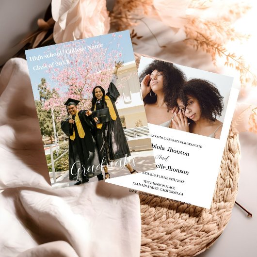 Faire-part Script minimaliste moderne Double graduation