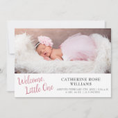 Faire-part Script minimaliste moderne fille bébé fille naissa (Devant)