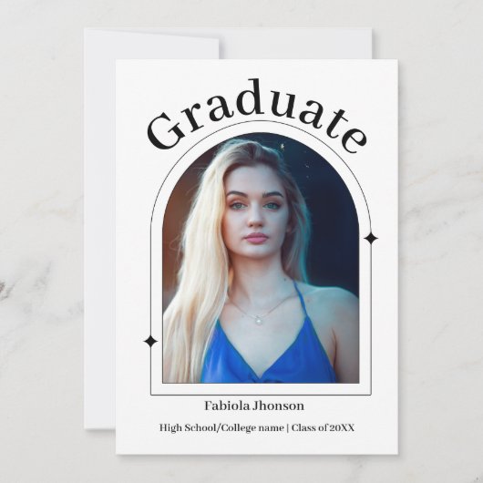 Faire-part Script moderne 2023 graduation fille (Devant)