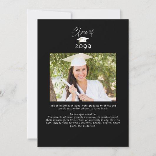 Faire-part Script moderne 2 Photos noir blanc (Dos)