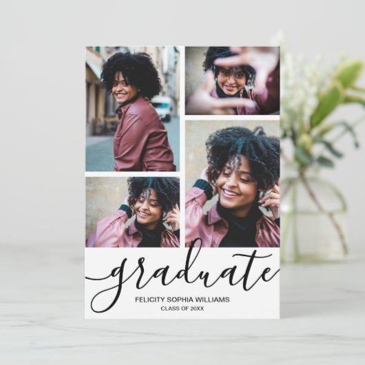 Faire-part Script moderne 4 Diplôme photo (Debout devant)