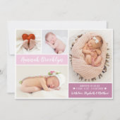 Faire-part Script moderne 4 Photo Collage Naissance (Devant)