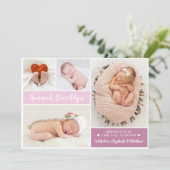 Faire-part Script moderne 4 Photo Collage Naissance (Debout devant)