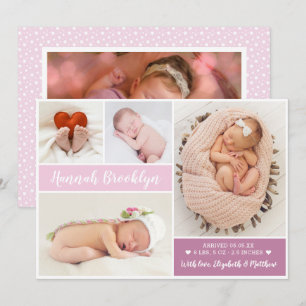 Faire-part Script moderne 4 Photo Collage Naissance