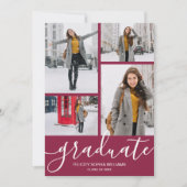 Faire-part Script moderne 4 Photo Maroon Graduation (Devant)
