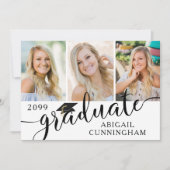 Faire-part Script moderne 4 Photo noir blanc Graduation (Devant)