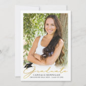 Faire-part Script moderne 5 Photo Metallic Gold Graduation (Devant)