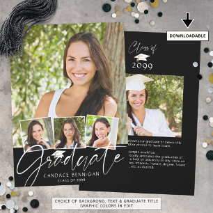 Faire-part Script moderne 5 Photos noir blanc