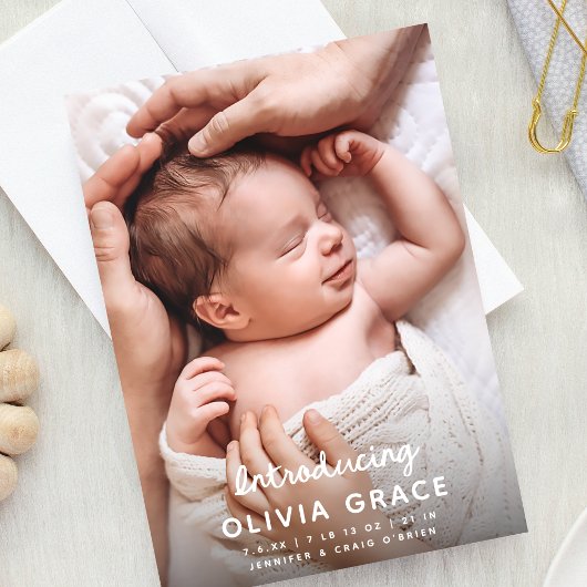 Faire-part Script moderne amusant Introduire la naissance béb