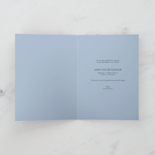 Faire-part Script moderne bébé garçon photo bleu (Intérieur)