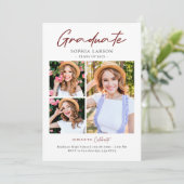 Faire-part Script moderne Bourgogne 3 Photo Collage Graduatio (Debout devant)