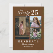 Faire-part Script moderne Brown 3 photo Collage Graduation (Devant)