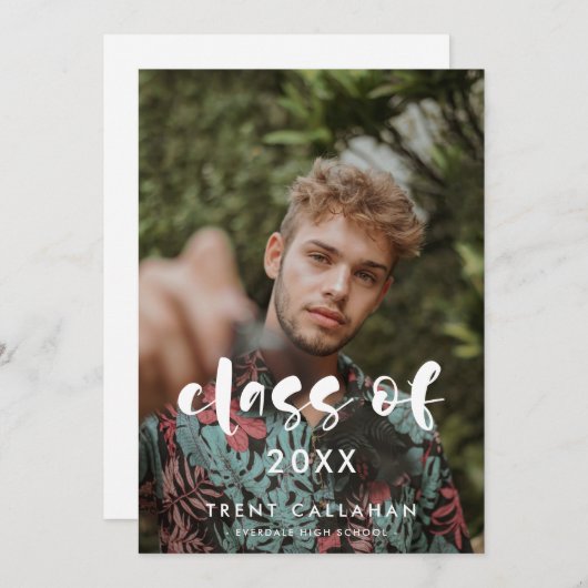 Faire-part Script moderne Classe de 2025 Diplôme photo (Devant / Derrière)