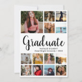 Faire-part Script Moderne Diplômé 13 Photo Collage Graduation (Devant)