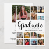 Faire-part Script Moderne Diplômé 14 Photo Collage Graduation (Devant / Derrière)