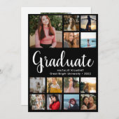Faire-part Script Moderne Diplômé 14 Photo Collage Graduation (Devant / Derrière)