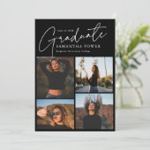 Faire-part Script moderne Diplômé 4 Photos Graduation (Debout devant)