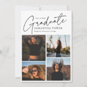 Faire-part Script moderne Diplômé 4 Photos Graduation (Devant)