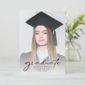 Faire-part Script Moderne Diplômé de la photo (Debout devant)