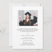 Faire-part Script Moderne Diplômé de la photo (Dos)