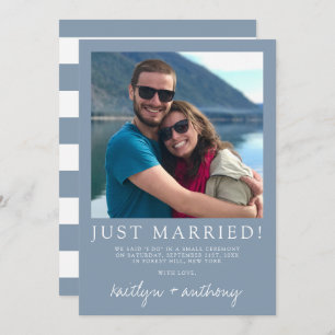 Faire-part Script moderne Dusty bleu minimaliste Mariage