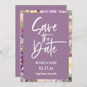 Faire-part Script Moderne Dusty Lavender Photo Enregistrer La (Devant / Derrière)