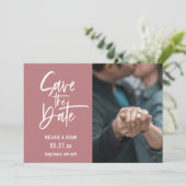 Faire-part Script Moderne Dusty Photo Rose Enregistrer La Dat (Debout devant)